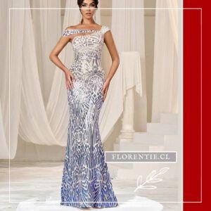 Vestido plata y azul