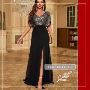 Vestido plata y negro