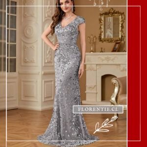 Vestido plateado con flores