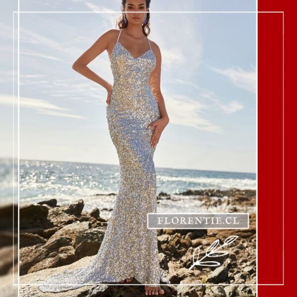 Vestido plateado de fiesta