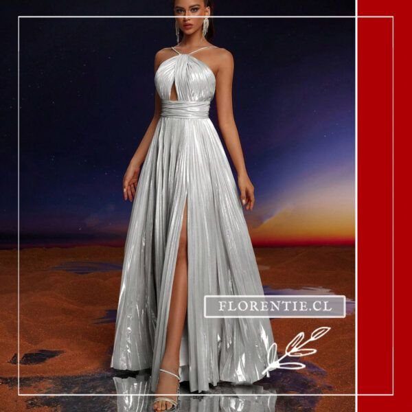 Vestido plateado de noche
