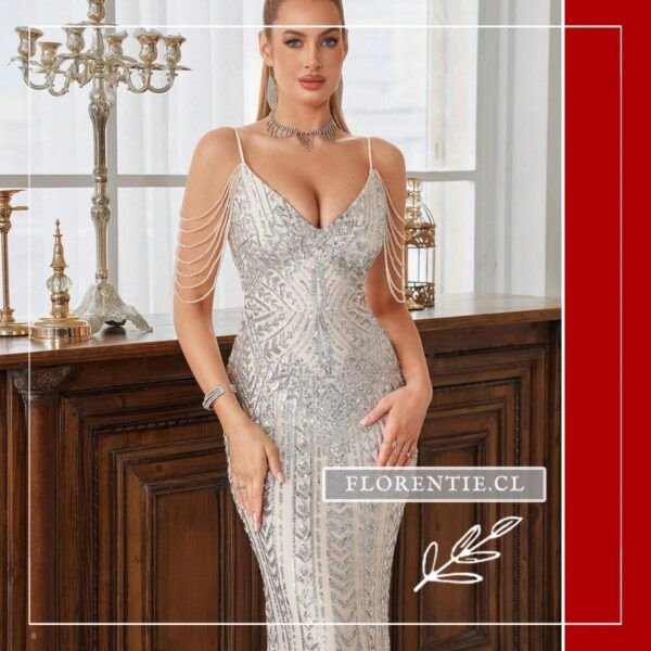Vestido plateado lentejuelas