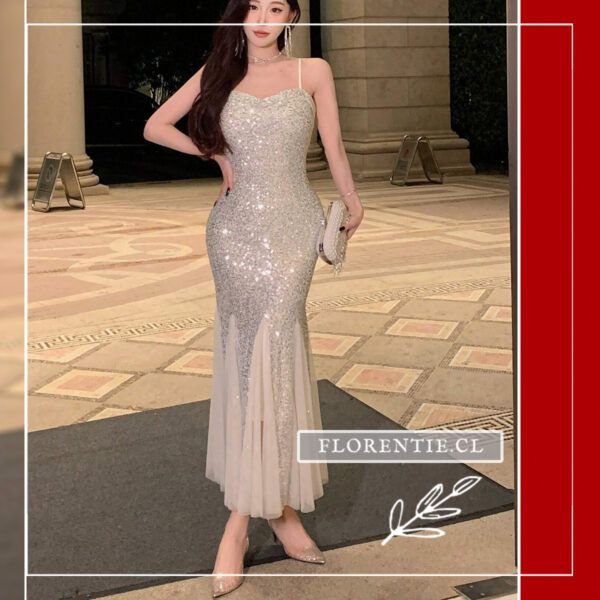 Vestido plateado para navidad