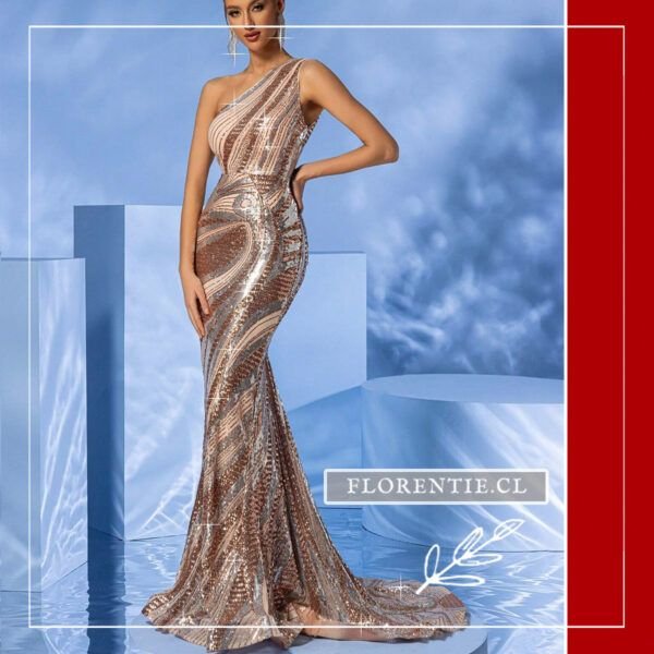 Vestido plateado y dorado