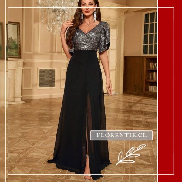 Vestido plateado y negro