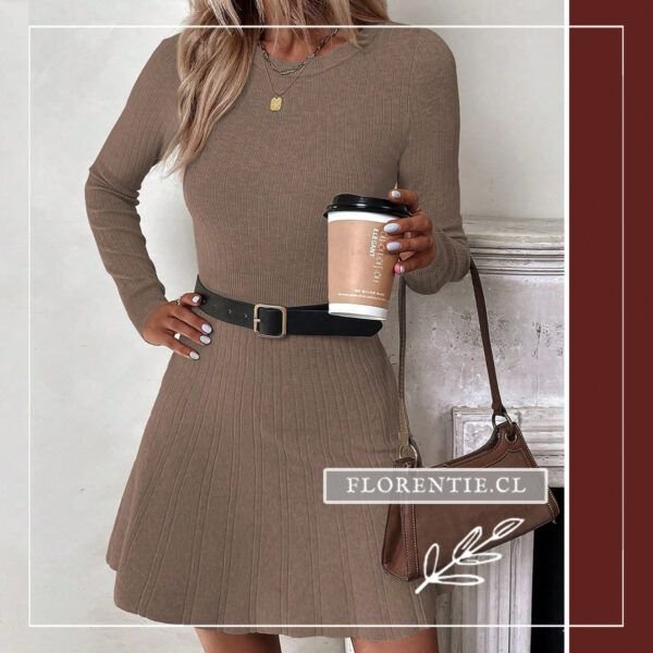 Vestido punto café mujer