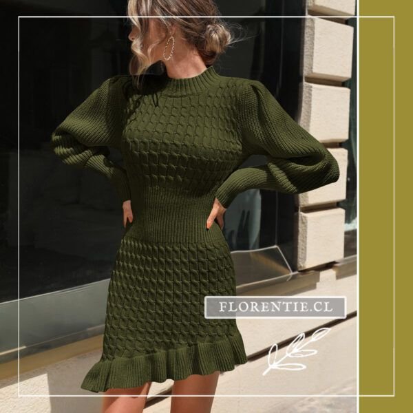 Vestido punto verde mujer
