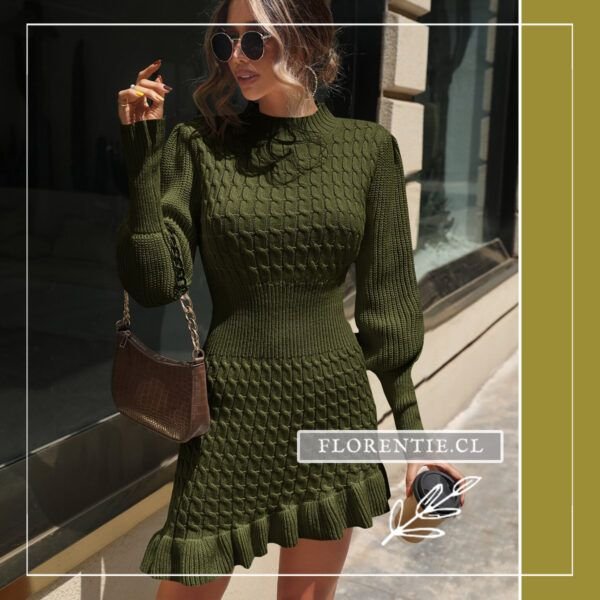 Vestido punto verde mujer