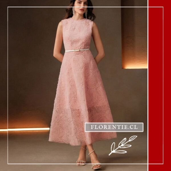 Vestido rosa sin mangas mujer