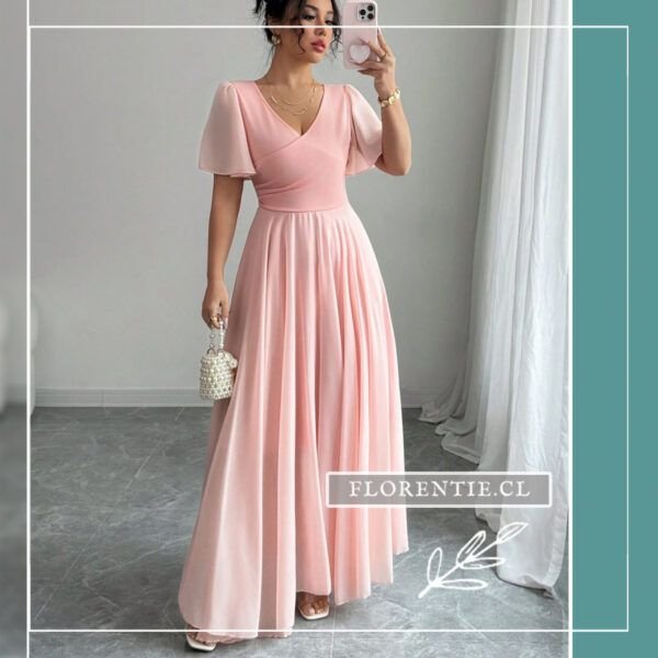 Vestido rosado gasa mujer