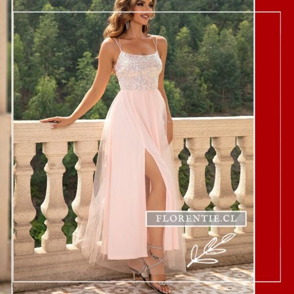 Vestido rosado graduación mujer