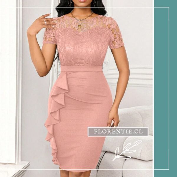 Vestido rosado midi mujer