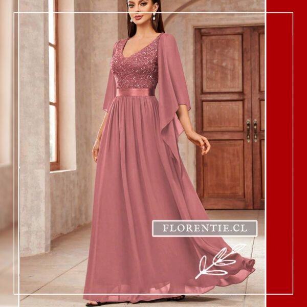 Vestido rosado oscuro largo