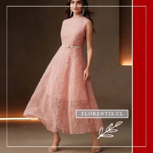 Vestido rosado sin mangas mujer