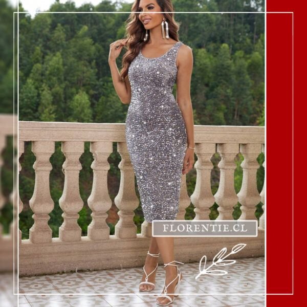 Vestido sencillo plateado