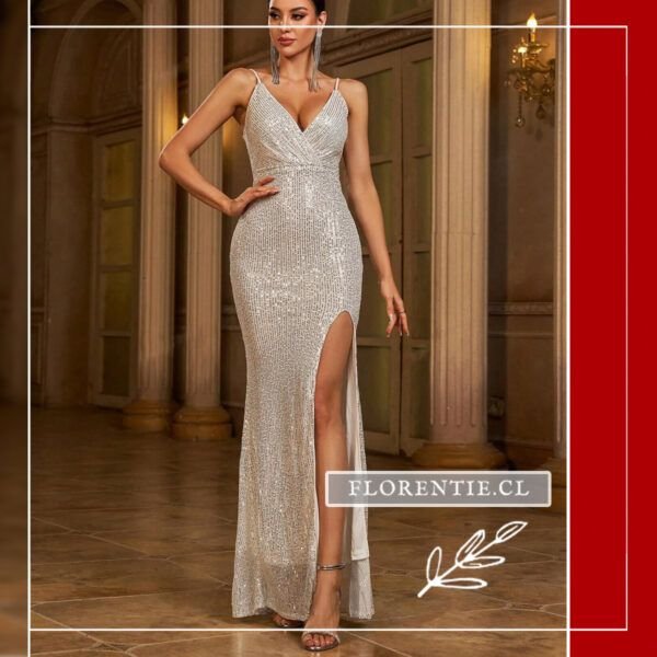 Vestido sin mangas color plata