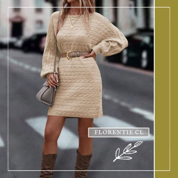 Vestido tejido beige