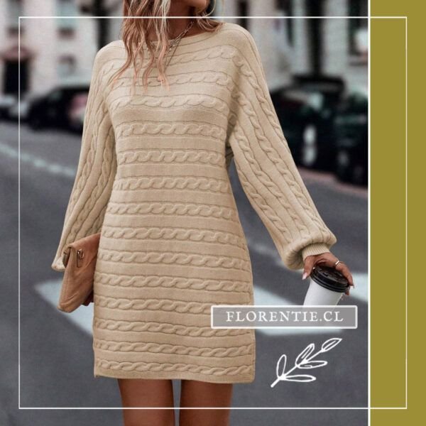 Vestido tejido color beige