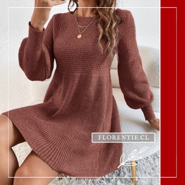 Vestido tejido corto café