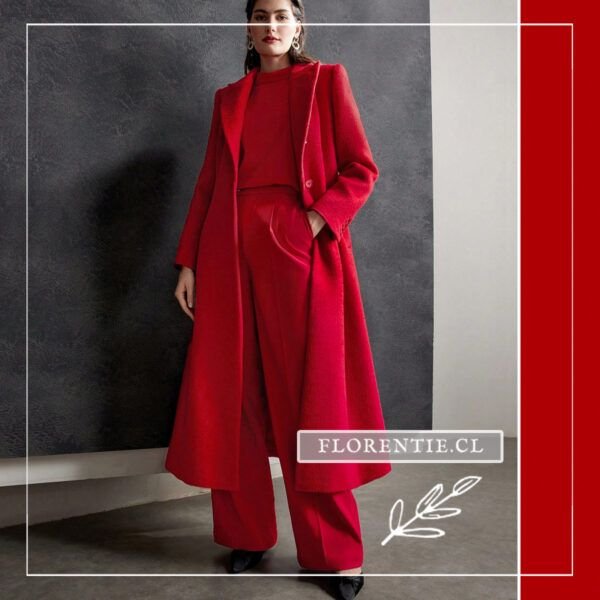 Abrigo largo rojo mujer