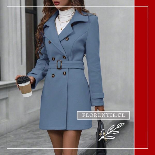 Abrigo paño azul claro mujer