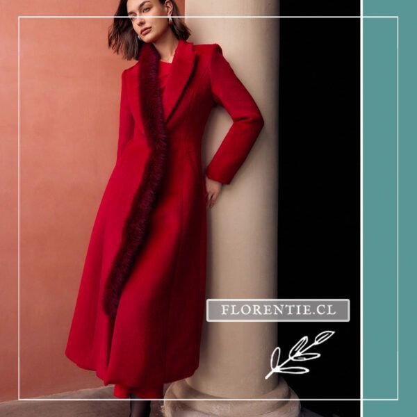 Abrigo rojo largo mujer