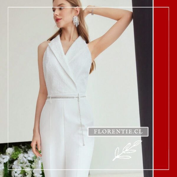 Acercamiento jumpsuit blanco novia