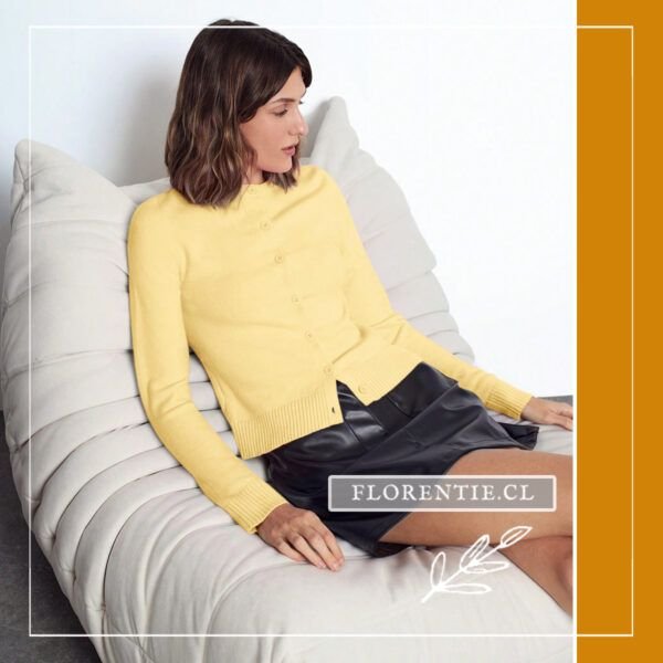 Cardigan amarillo pastel mujer