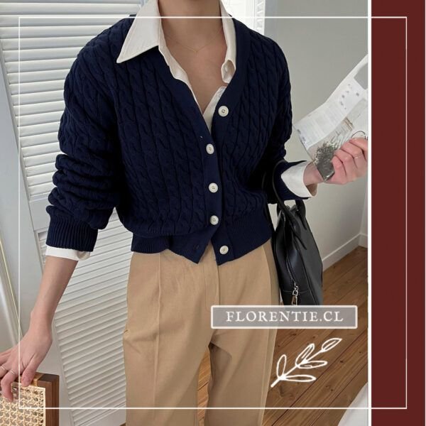 Cardigan azul oscuro de mujer