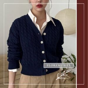 Cardigan azul oscuro mujer