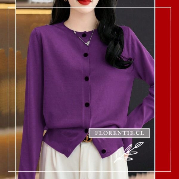 Cardigan color morado mujer