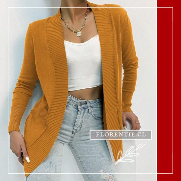 Cardigan color mostaza mujer