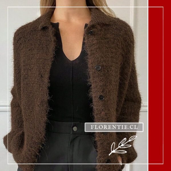 Cardigan juvenil mujer café