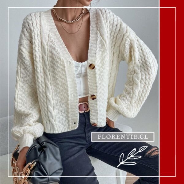 Cardigan mujer cuello V btotones