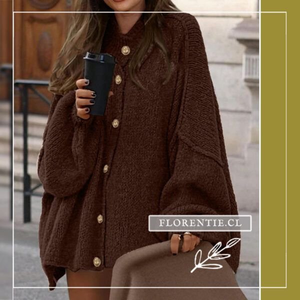 Cardigan oversize café mujer