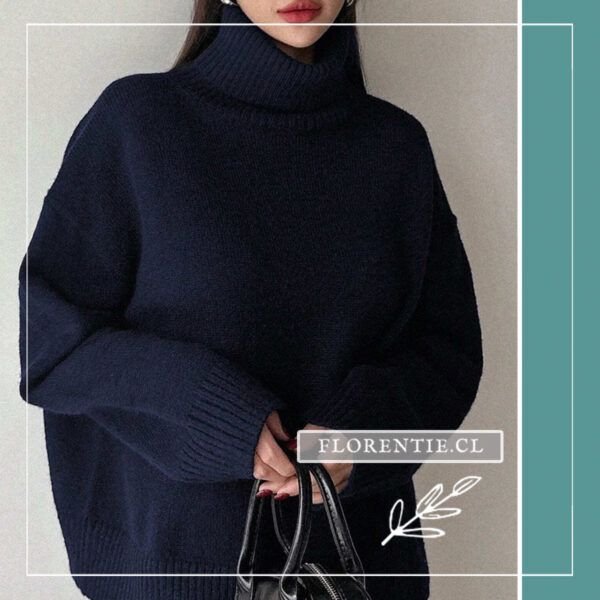 Chaleco azul oscuro manga larga mujer