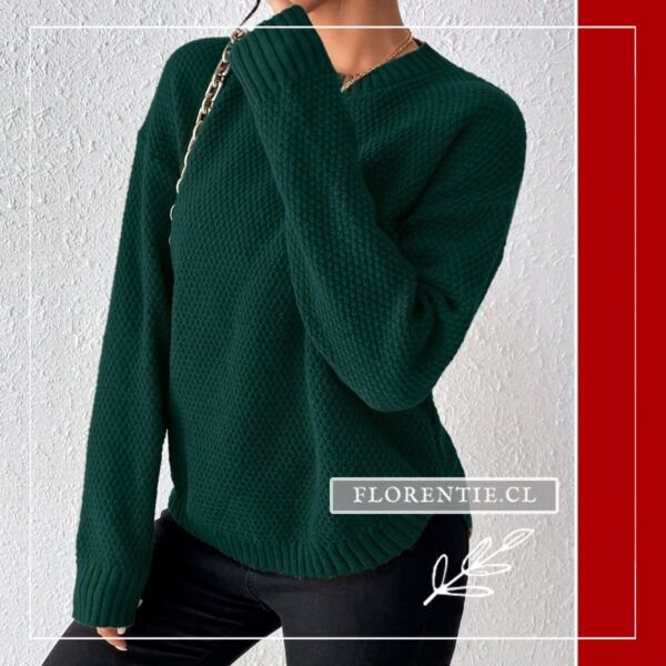 Chaleco verde oscuro mujer cuello redondo