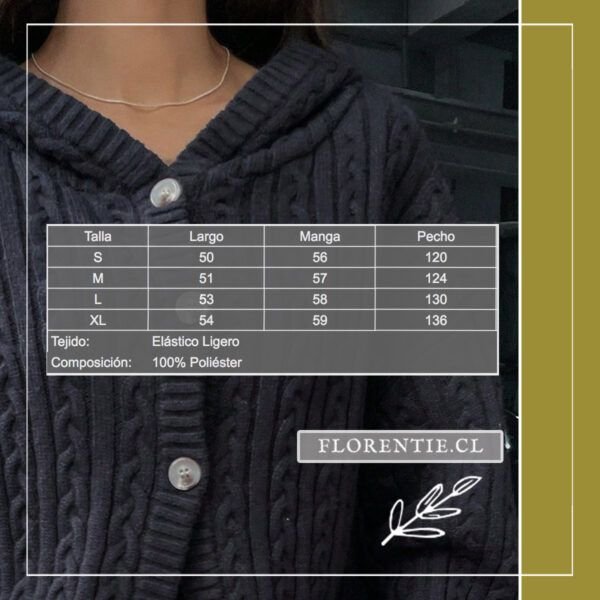 Medidas cardigan azul marino mujer