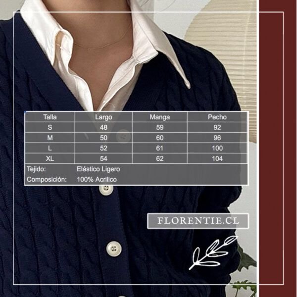 Medidas cardigan azul oscuro mujer Virginia