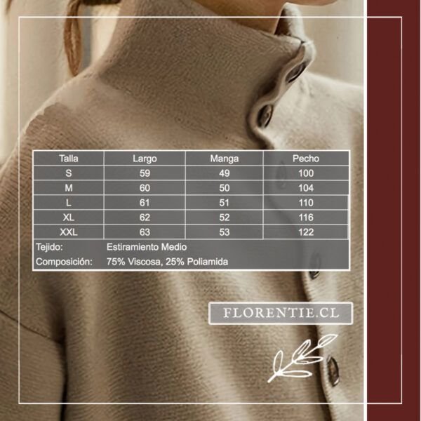 Medidas cardigan cuello alto mujer