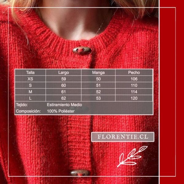 Medidas cardigan rojo