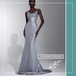Vestido plata largo Estefanía