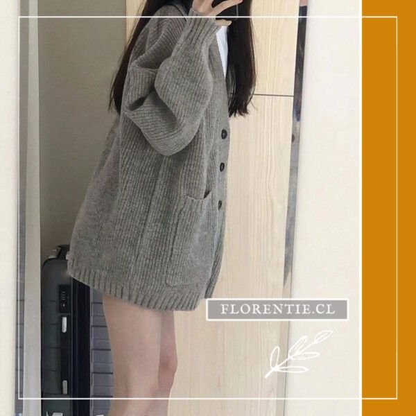 Vista perfil cardigan manga larga