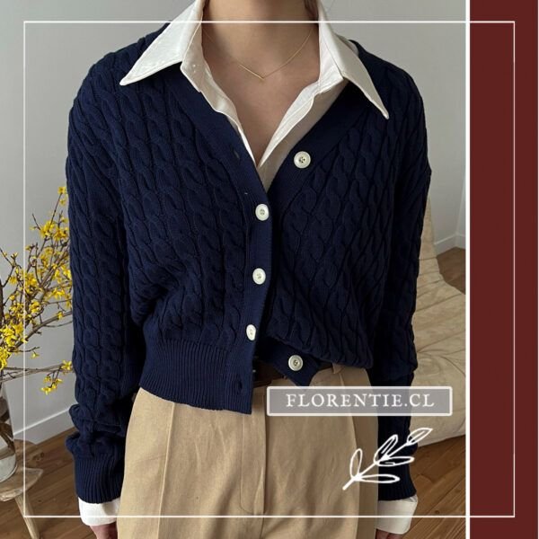 Cardigan azul oscuro mujer botones