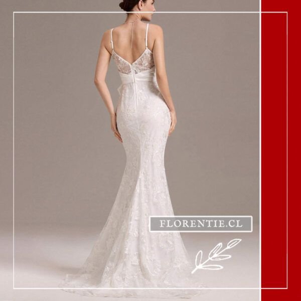Espalda vestido boda civil corte sirena