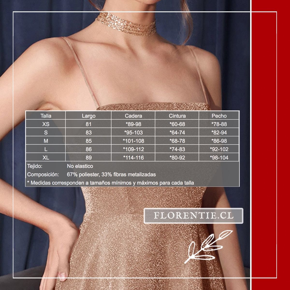 Medidas vestido gala corto juvenil