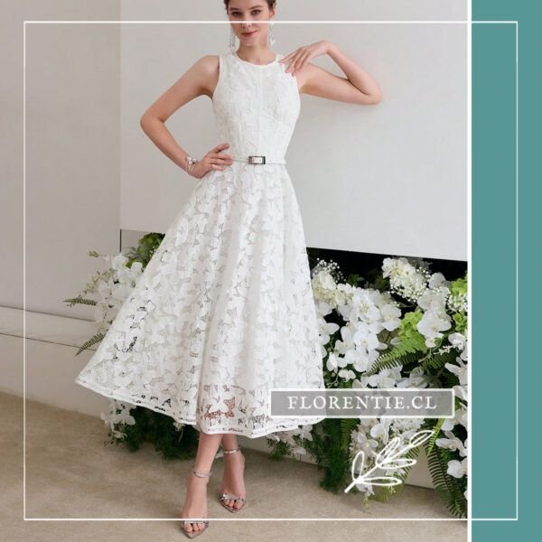 Vestido novia civil midi encaje Irene
