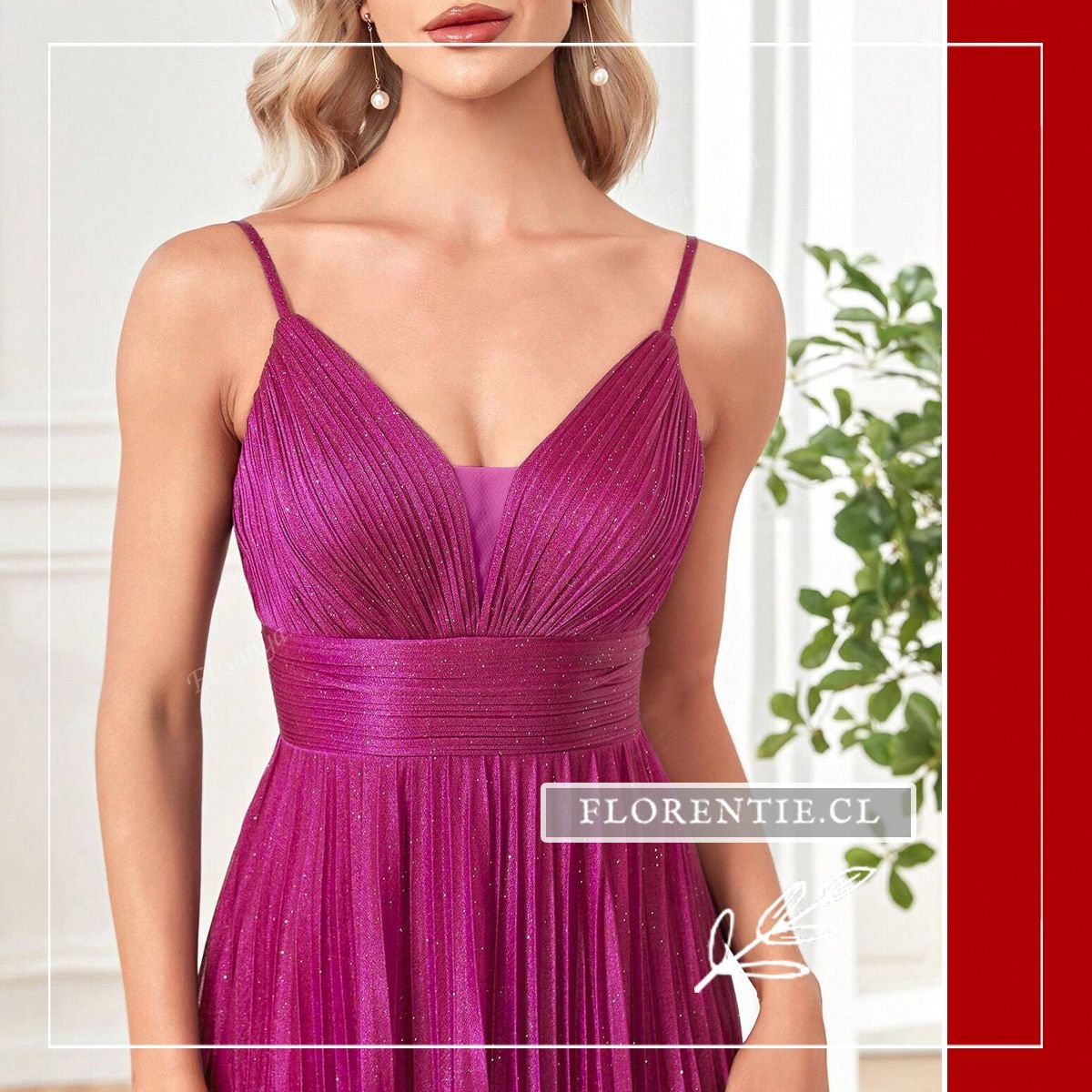 Detalle body vestido graduacion fucsia