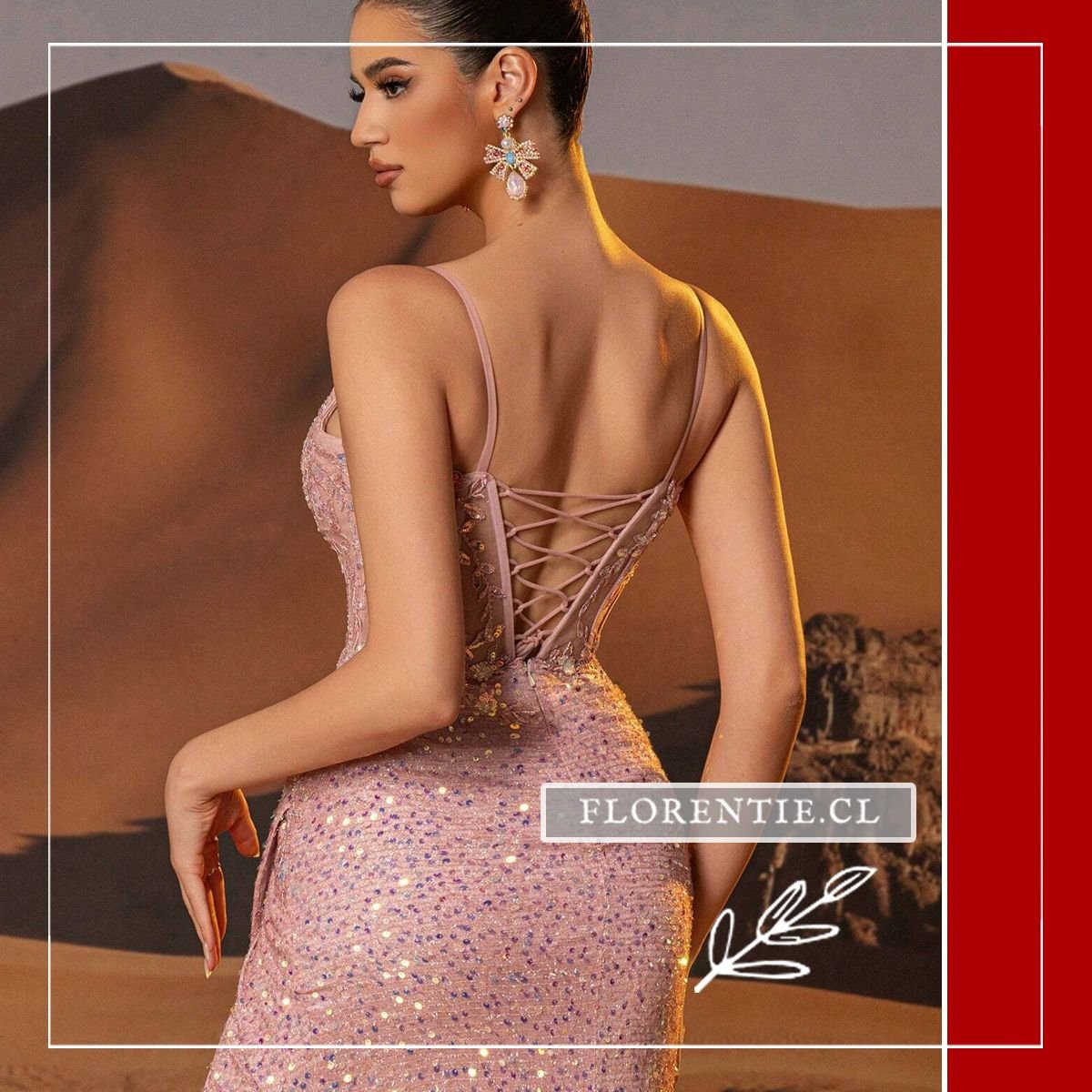 Detalle cordones espalda vestido graduación corset