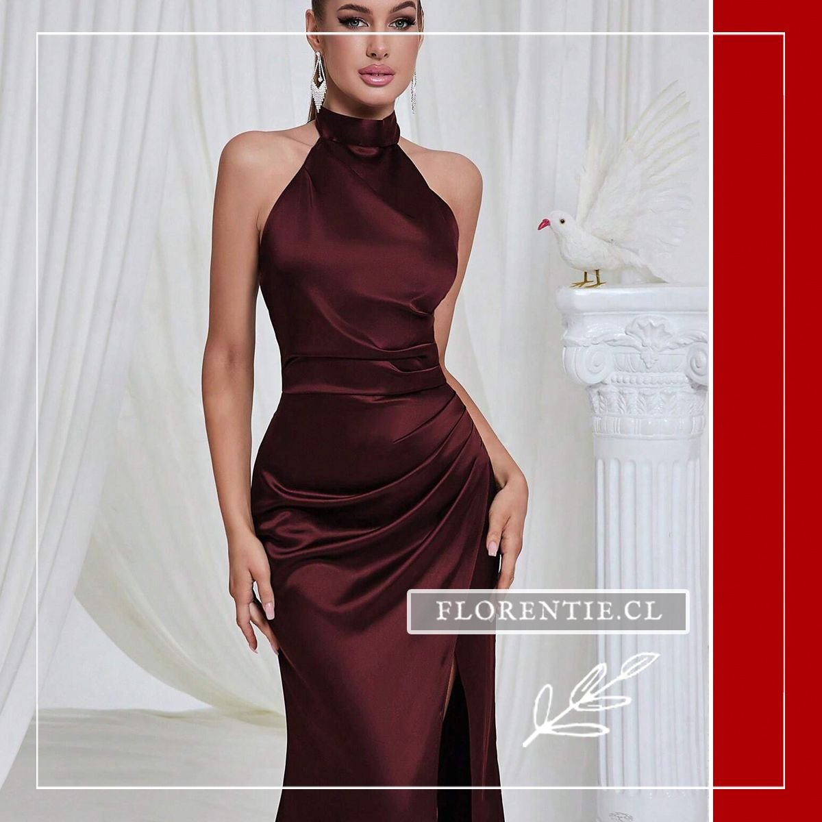 Detalle cuerpo vestido largo satin